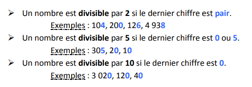 caractères de divisibilité